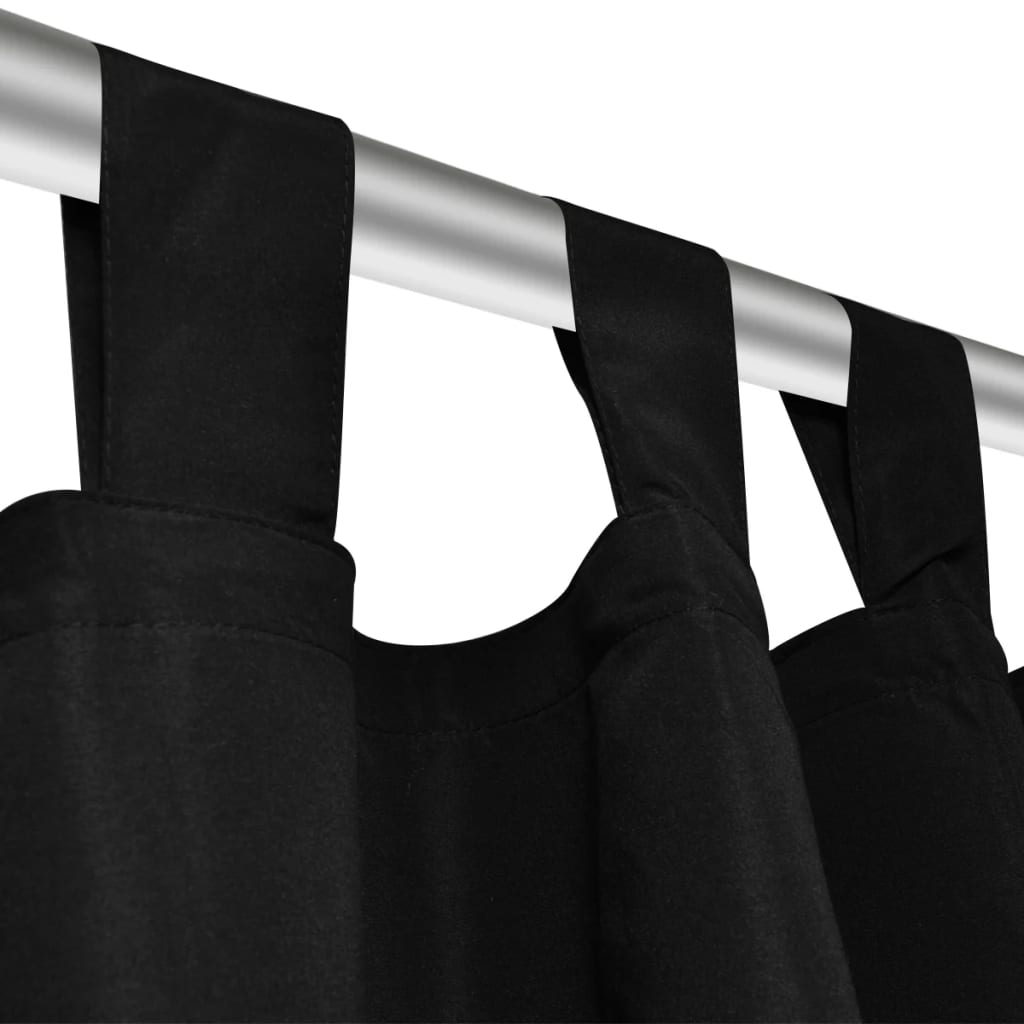 Gardiner i mikro-satin med løkker 2 stk. 140 x 225 cm sort