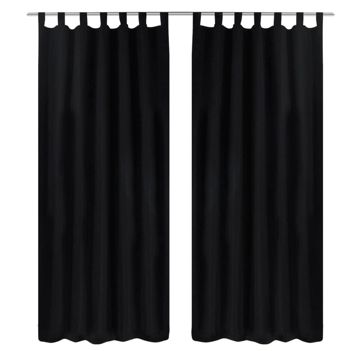 Gardiner i mikro-satin med løkker 2 stk. 140 x 245 cm sort