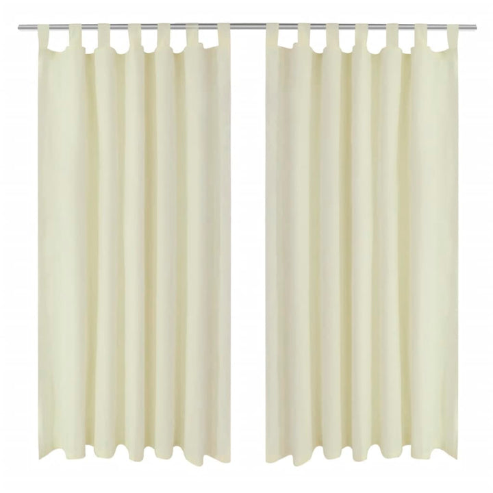 Gardiner i mikro-satin med løkker 2 stk. 140 x 245 cm cremefarvet