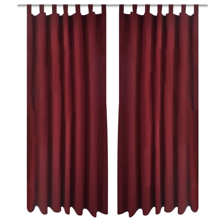 Gardiner i mikro-satin med løkker 2 stk. 140 x 225 cm bordeaux-rød