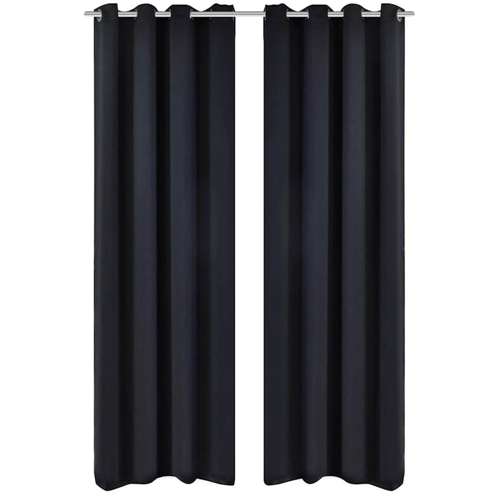 2 stk Sort Blackout Gardiner med Metal Ringe 135 x 245 cm