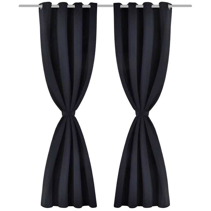 2 stk Sort Blackout Gardiner med Metal Ringe 135 x 245 cm