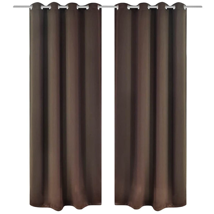 2 stk Brun Blackout Gardiner med Metal Ringe 135 x 245 cm