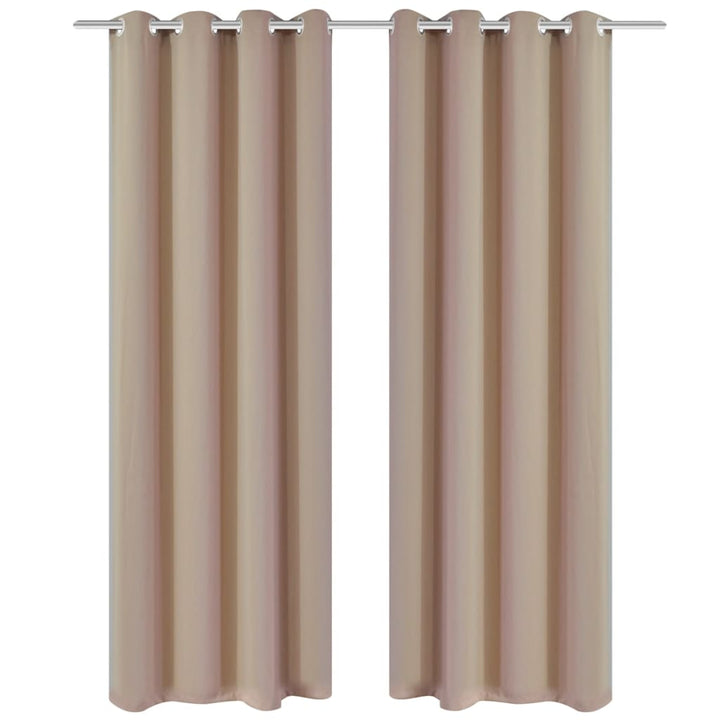 mørklægningsgardiner med metalringe 2 stk. creme 135 x 245 cm