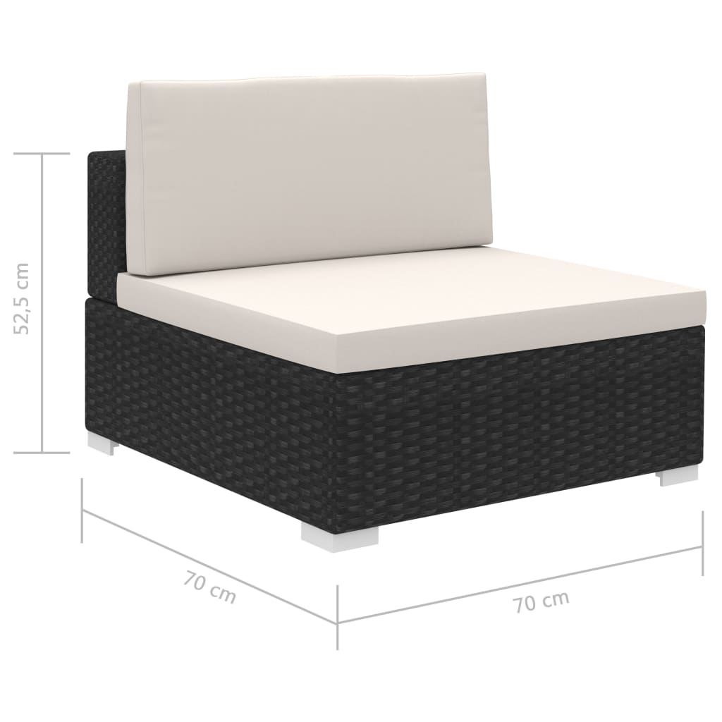 haveloungesæt 8 dele med hynder polyrattan sort