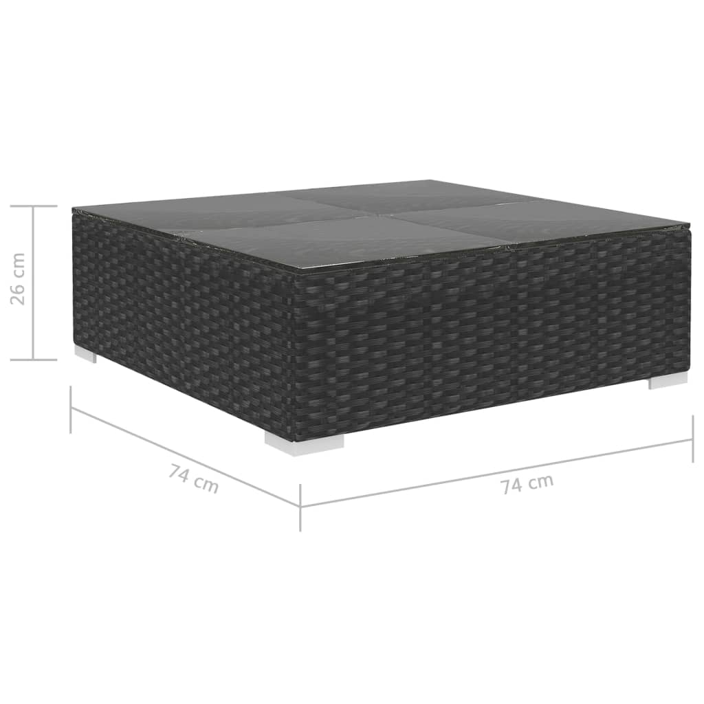 haveloungesæt 8 dele med hynder polyrattan sort