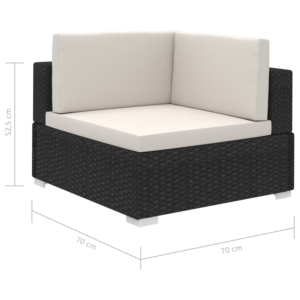 haveloungesæt 12 dele med hynder polyrattan sort
