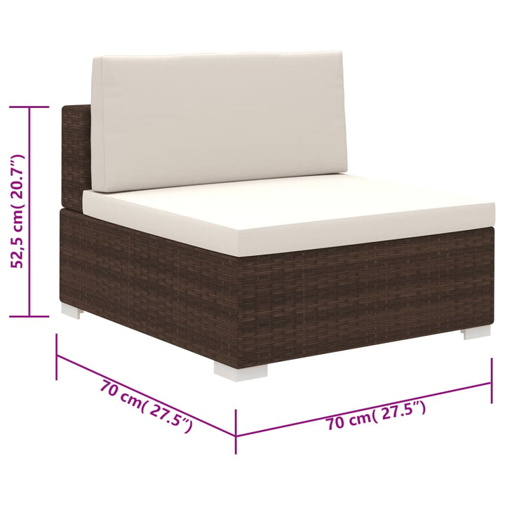 havemøbelsæt 15 dele polyrattan brun