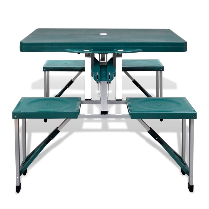 Foldbart campingbordsæt 4 taburetter aluminium ekstra let grøn