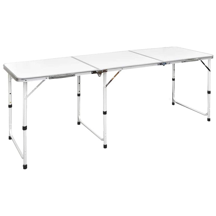Sammenfoldeligt højdejusterbart camping bord i aluminium, 180 x 60 cm
