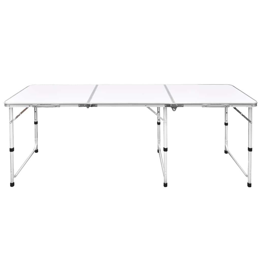 Sammenfoldeligt højdejusterbart camping bord i aluminium, 180 x 60 cm