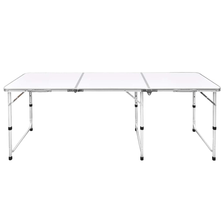 Sammenfoldeligt højdejusterbart camping bord i aluminium, 180 x 60 cm