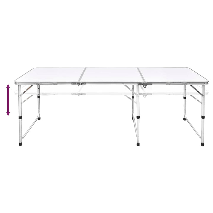 højdejustérbart campingbord og 6 klapstole 180x60 cm