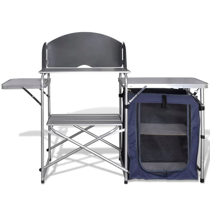 foldbart campingbord med skærm aluminium