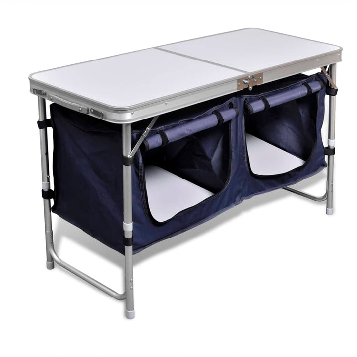 sammenklappeligt campingbord med aluminiumstel
