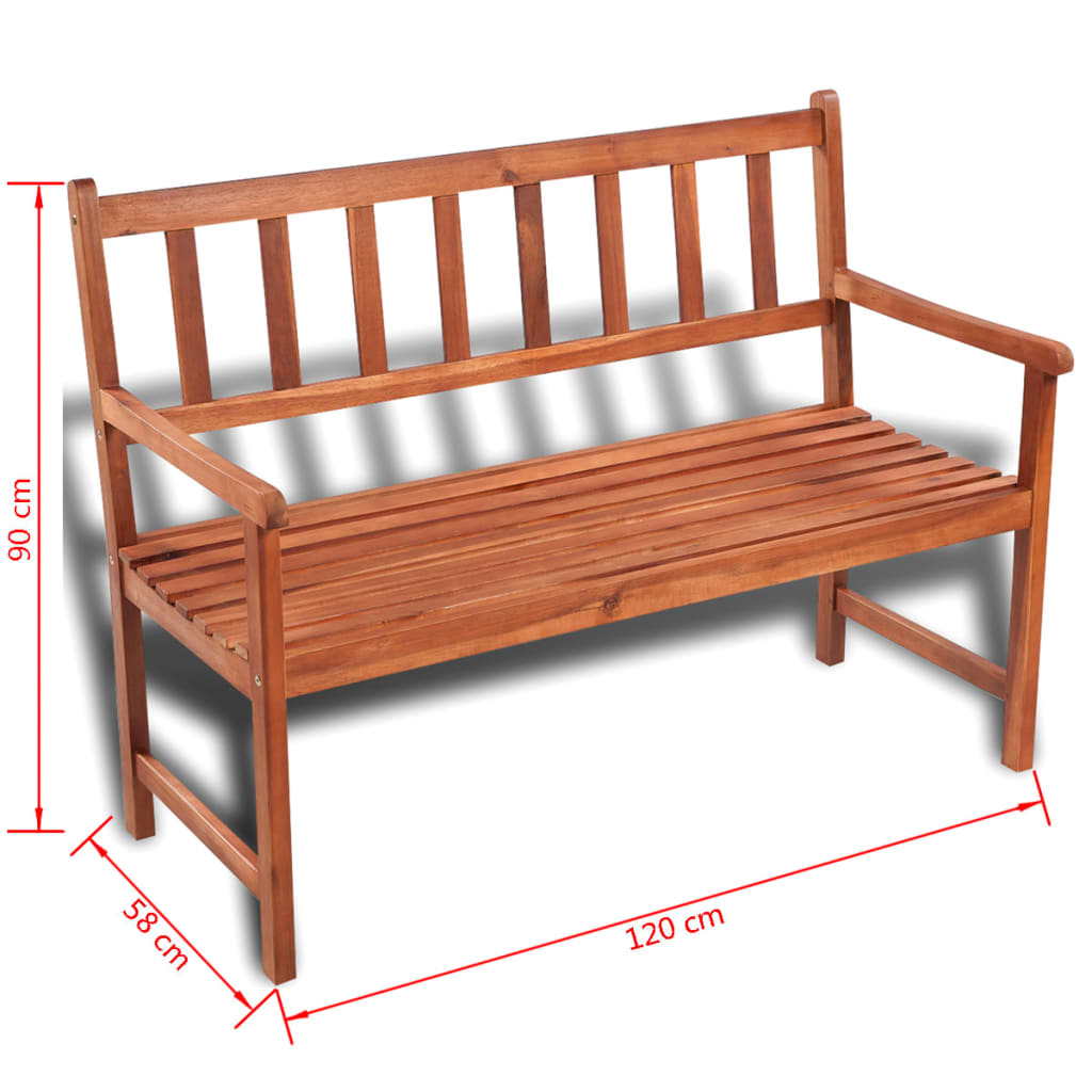 havebænk 120 cm massivt akacietræ
