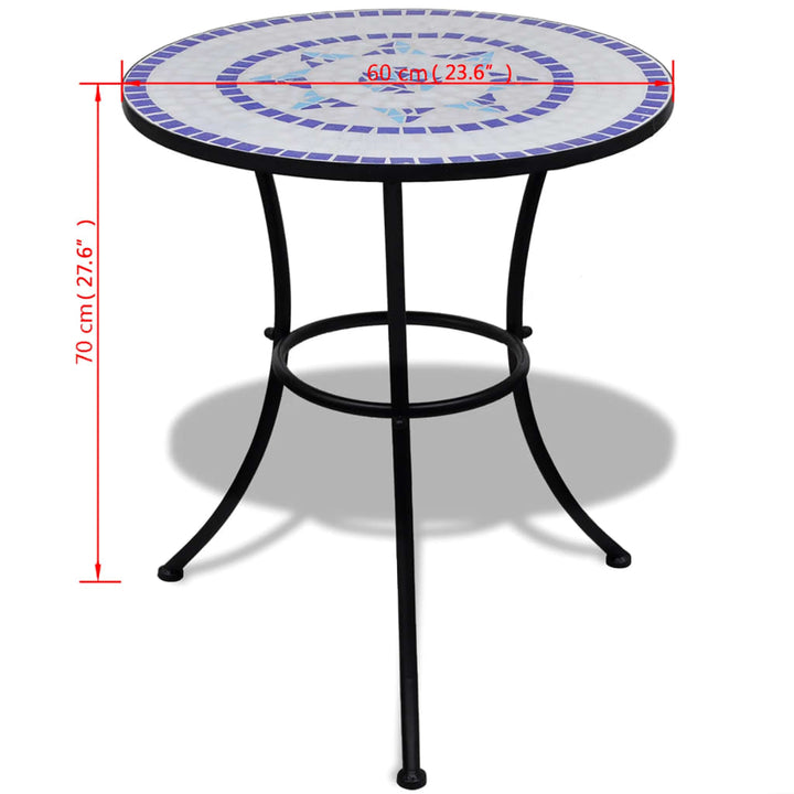 bistrobord 60 cm mosaik blå og hvid