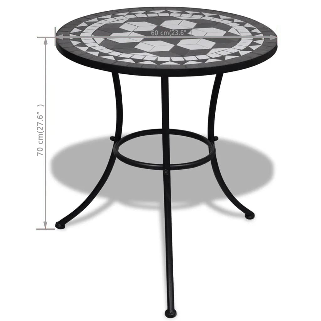 bistrobord 60 cm mosaik sort og hvid
