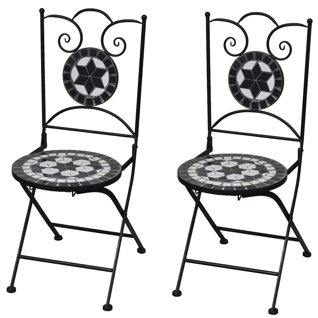 foldbare bistrostole 2 stk. keramik blå og hvid