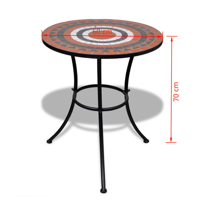 bistrobord 60 cm mosaik terracotta og hvid