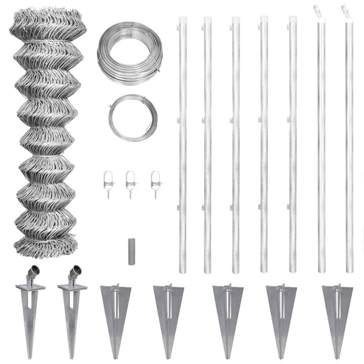 trådhegn med stolper og spyd galvaniseret stål 15x1,25 m