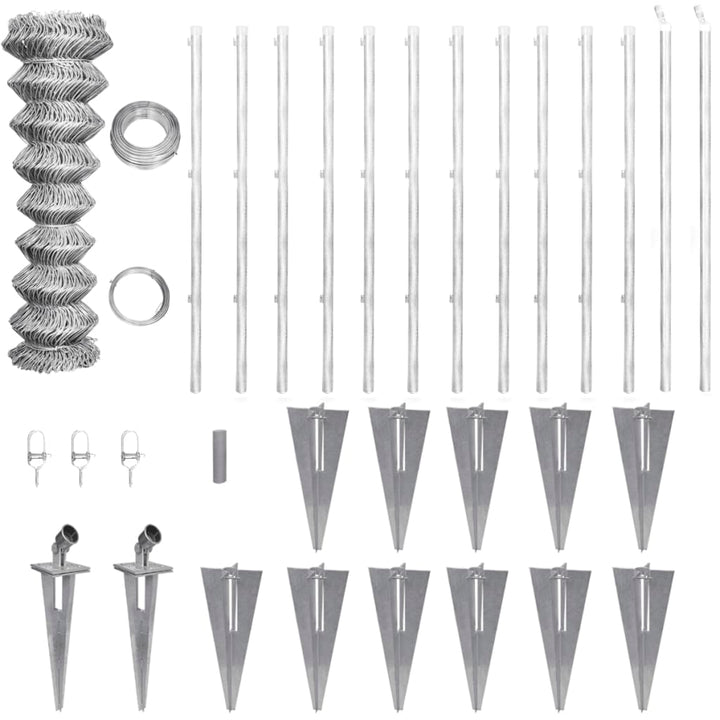 trådhegn med stolper og spyd galvaniseret stål 25x1,5 m