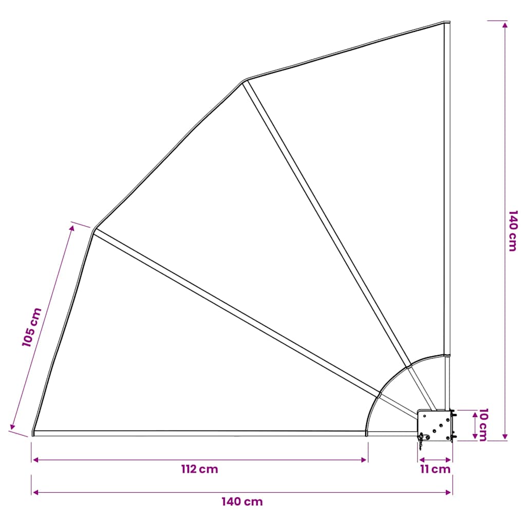 sammenklappelig sidemarkise til altan grå 140 x 140 cm