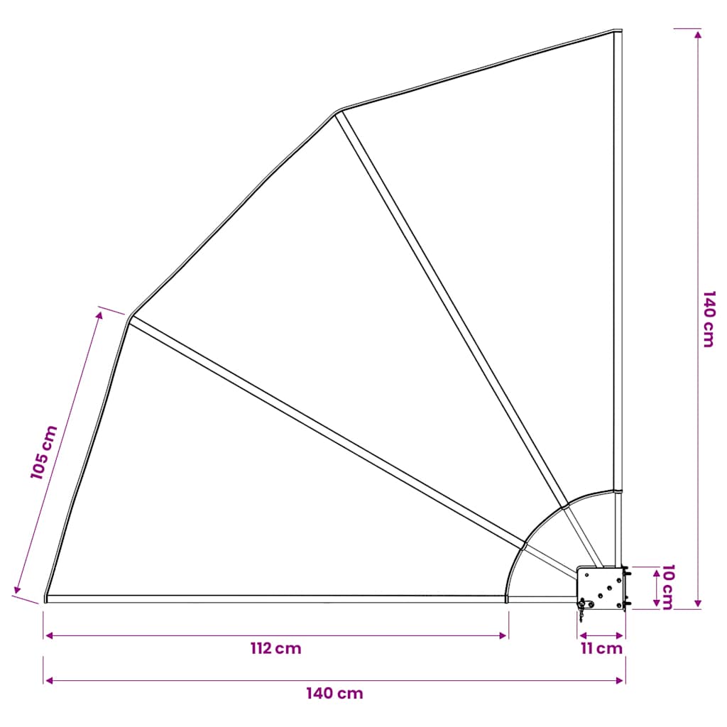sammenklappelig sidemarkise til altan grå 140 x 140 cm