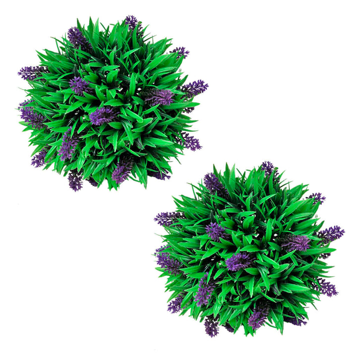 Sæt med 2 kunstige buksbom-kugler med lavendel 28 cm
