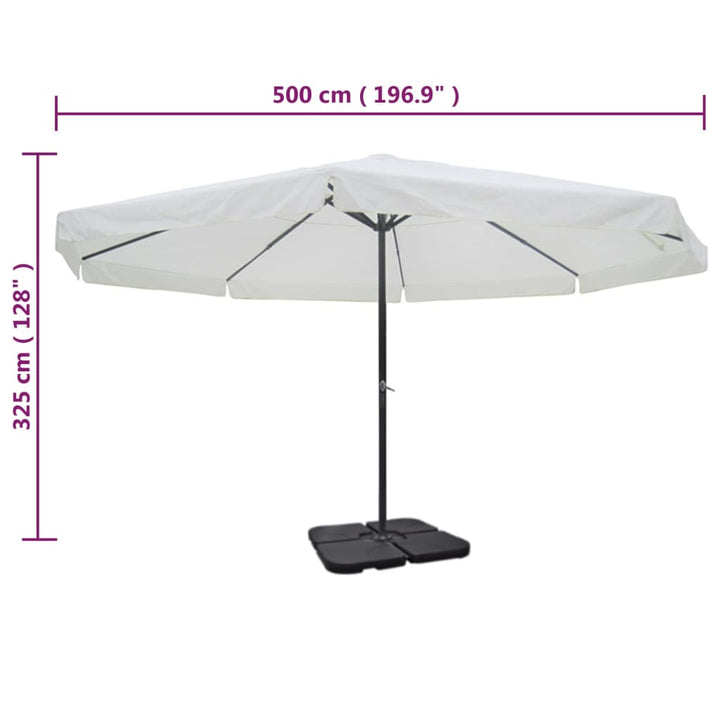 haveparasol med transportabel fod aluminium hvid