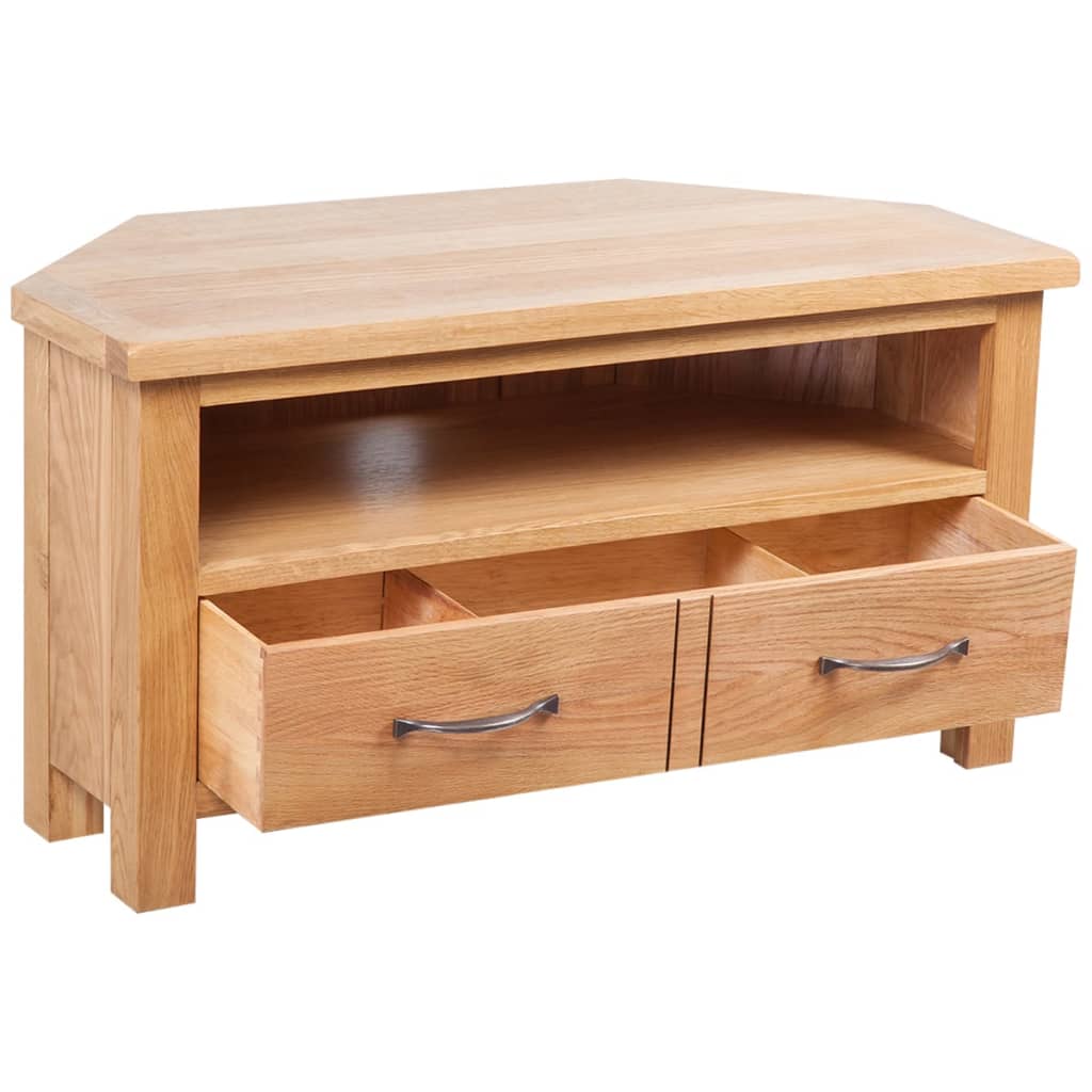 tv-skab med skuffe 88x42x46 cm massivt egetræ