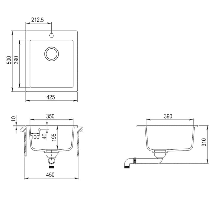 nedfældningsvask til køkkenet enkeltvask granit hvid