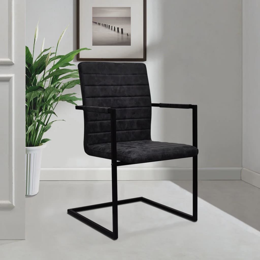 spisebordsstole 2 stk. cantilever-design kunstlæder sort