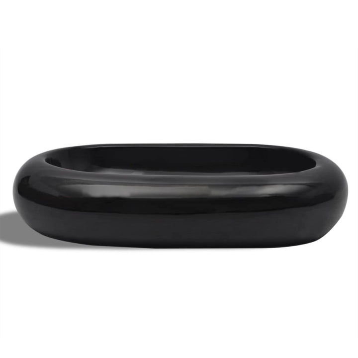 Håndvask i keramik til badeværelse, oval, sort
