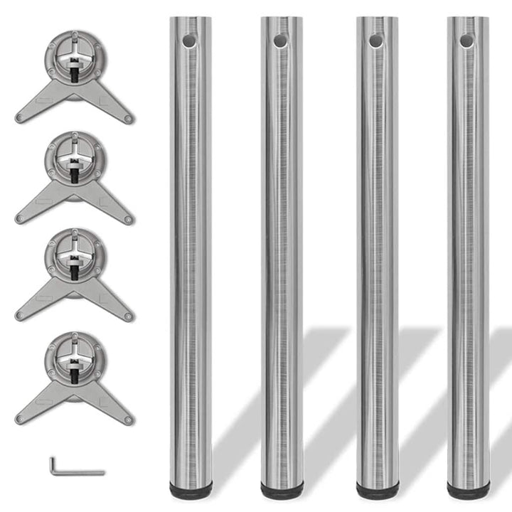 4 bordben, justerbar højde, børstet nikkel, 710 mm