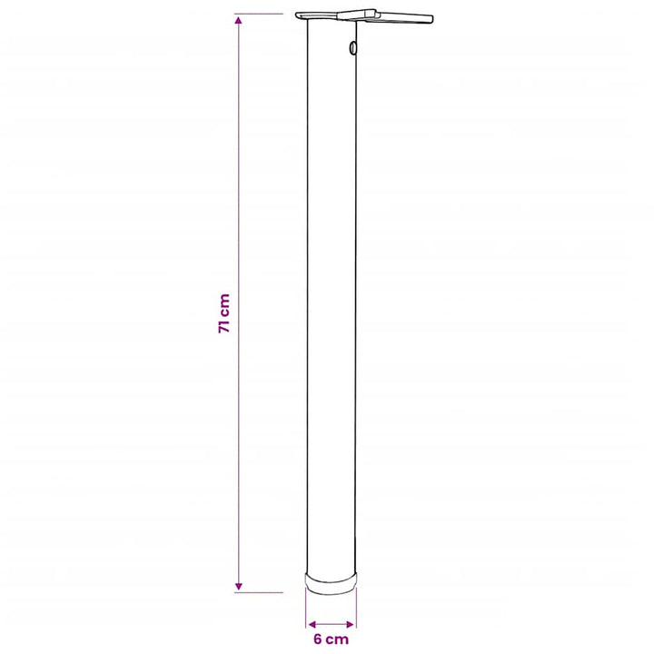 4 bordben, justerbar højde, børstet nikkel, 710 mm