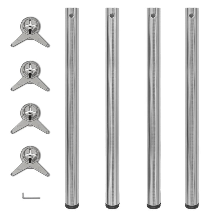 4 bordben, justerbar højde, børstet nikkel, 870 mm
