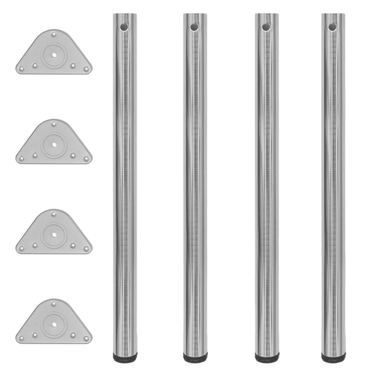 4 bordben, justerbar højde, børstet nikkel, 870 mm