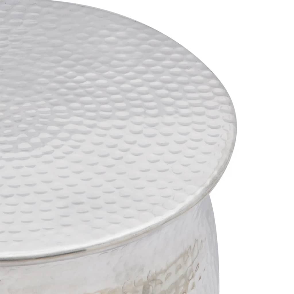 taburet/sidebord hamret aluminium sølvfarvet