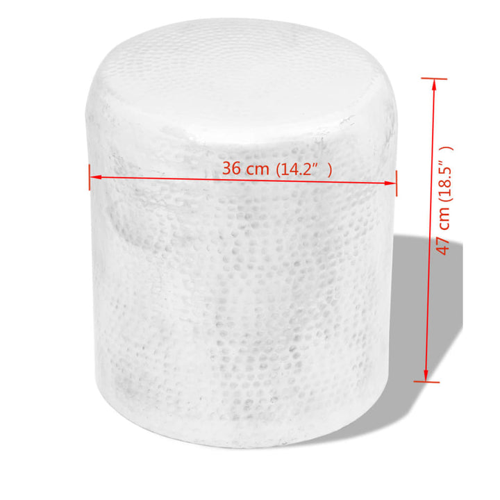taburet/sidebord hamret aluminium sølvfarvet