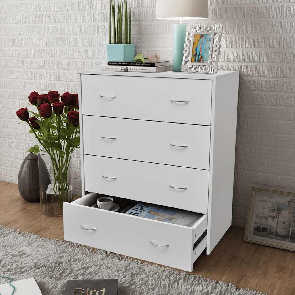 skænk med 4 skuffer 60x30,5x71 cm hvid