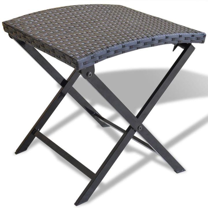 foldbar skammel polyrattan sort