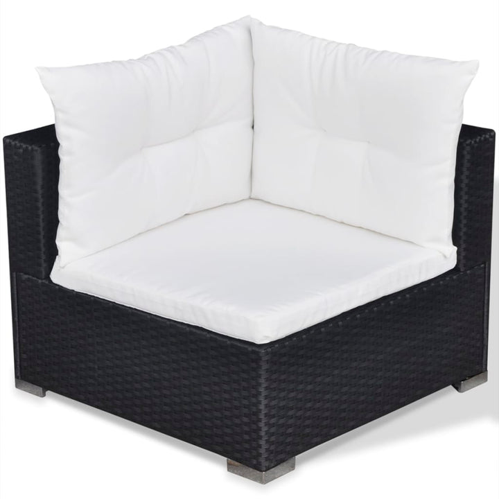 haveloungesæt 5 dele med hynder polyrattan sort