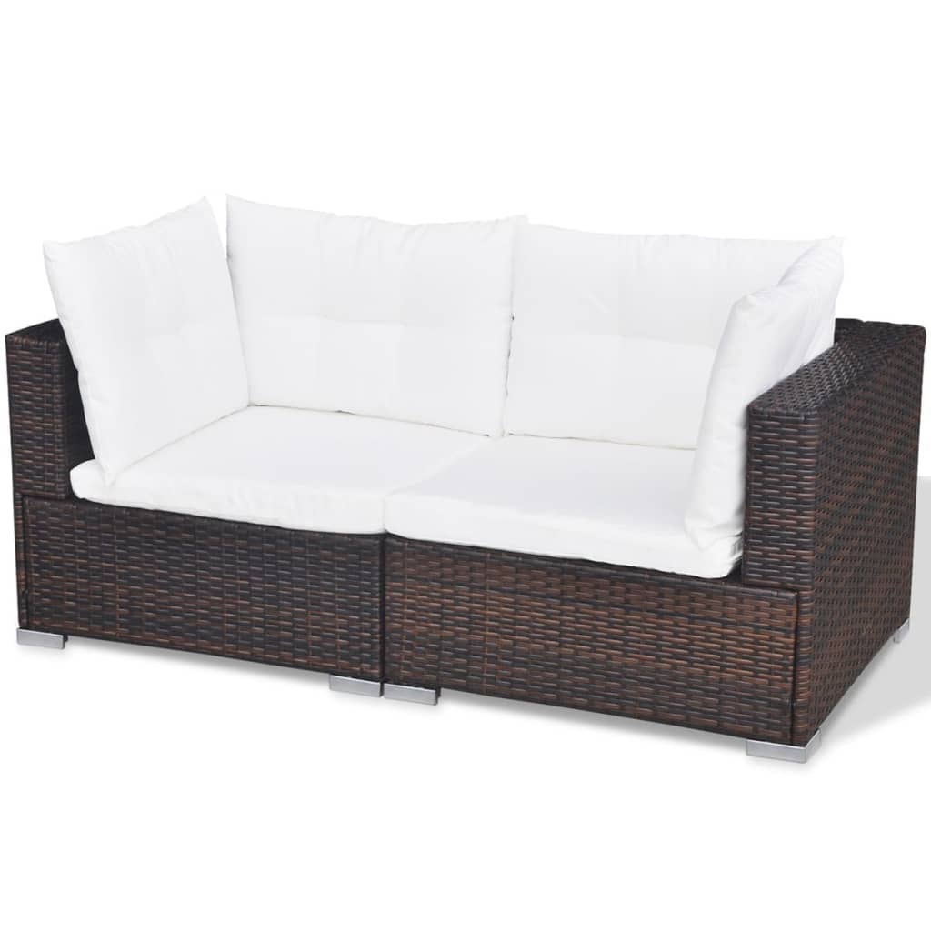 haveloungesæt 10 dele med hynder polyrattan brun