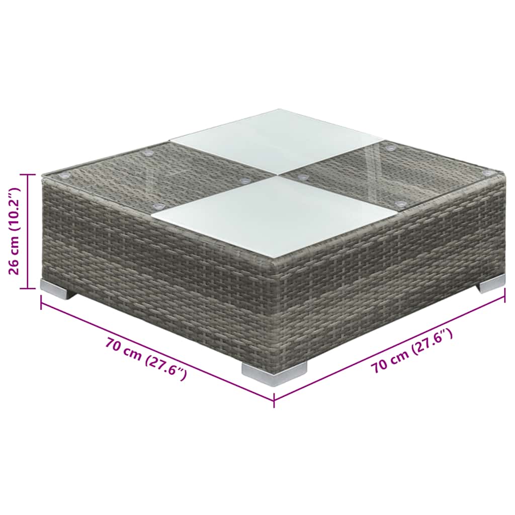 haveloungesæt 6 dele med hynder polyrattan grå