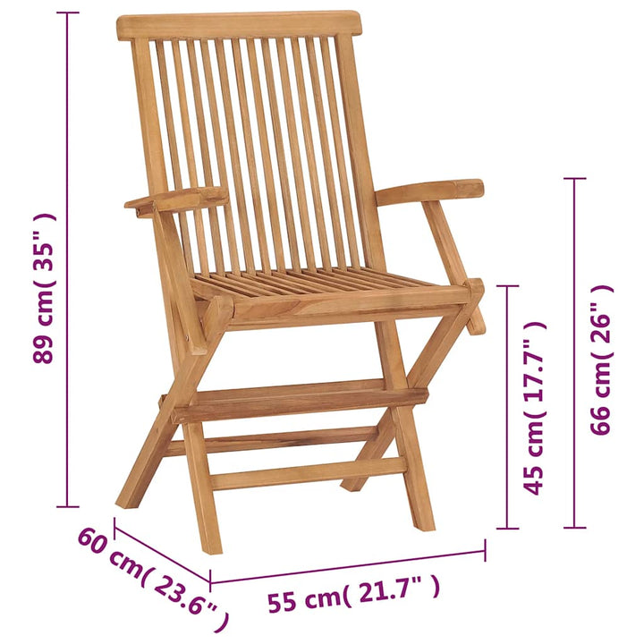 foldbare havestole 2 stk. massivt teaktræ