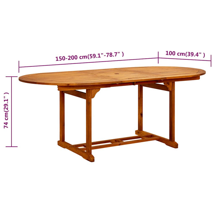 havebord (150-200)x100x75 cm massivt akacietræ