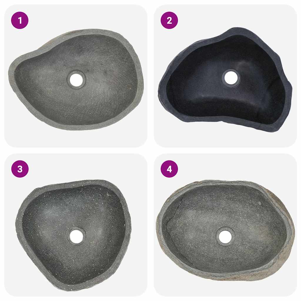 håndvask (37-46)x(29-36) cm oval flodsten