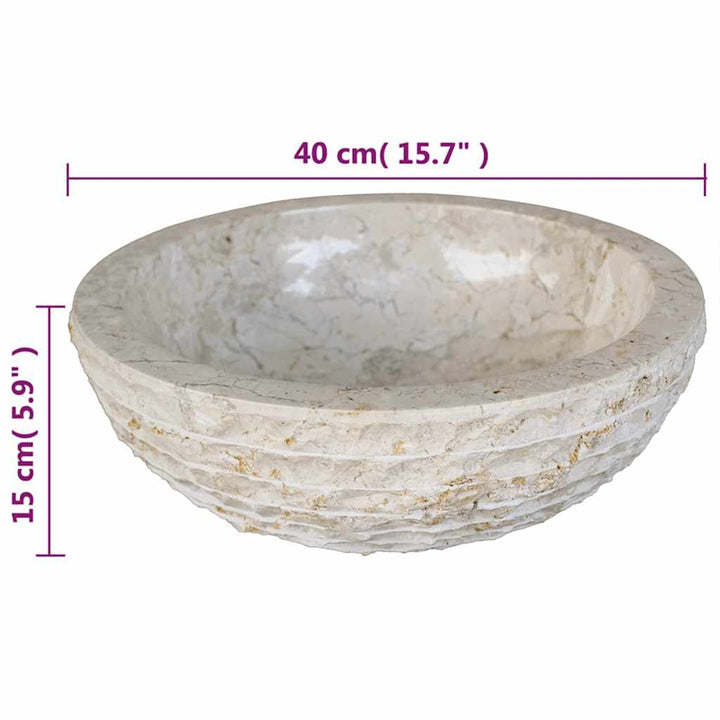 håndvask marmor  40 cm cremefarvet