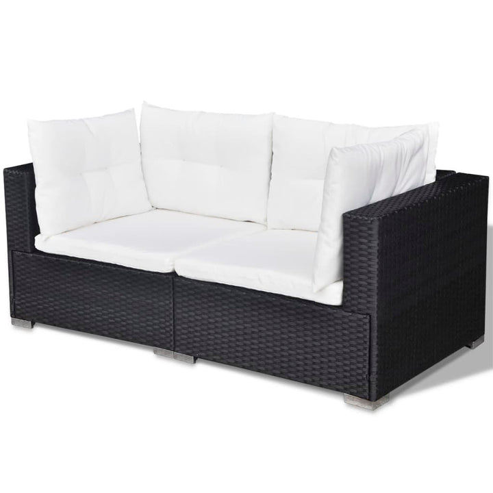 loungesæt til haven 5 dele med hynder polyrattan sort